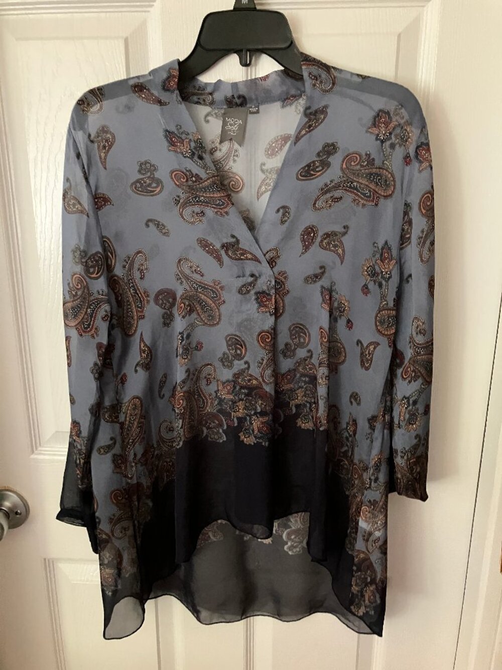 MODA SETA ITALY Ladies' Tunic/Blouse/Top Blue paisley  Size M